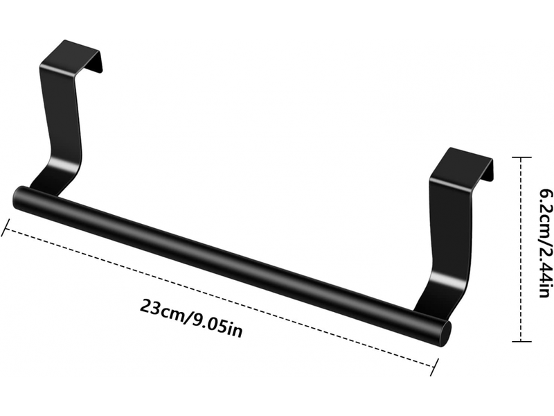  Porte-serviettes de porte sans perçage, à suspendre dans un placard, en acier inoxydable, pour salle de bain, cuisine, 23 cm (noir)  - Conforama B