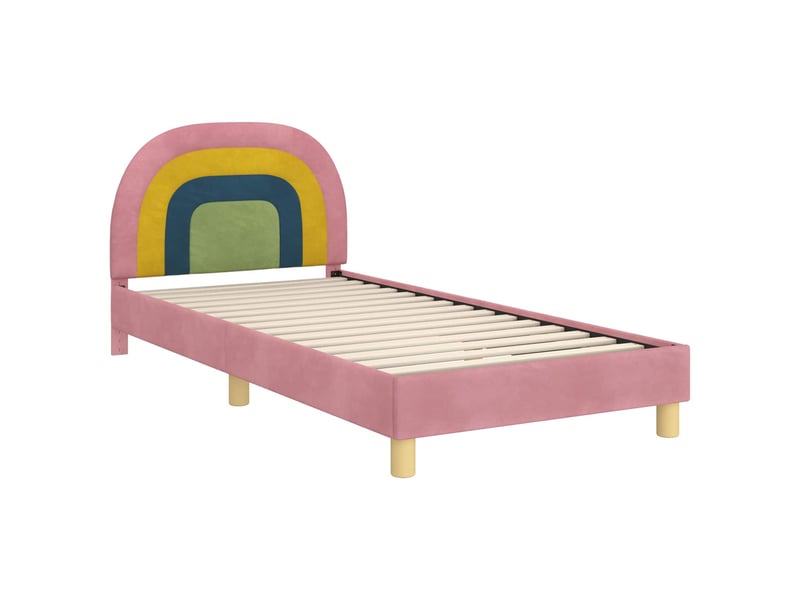  Cadre de lit pour enfants - lit jeune avec tête de lit rose 80 x 200 cm  - Conforama D