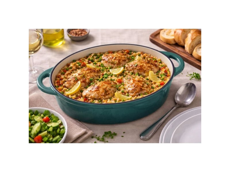  Faitout cocotte ovale avec couvercle 30cm 4l fonte d'acier tous feux dont induction four vert arthur martin am4319  - Conforama E