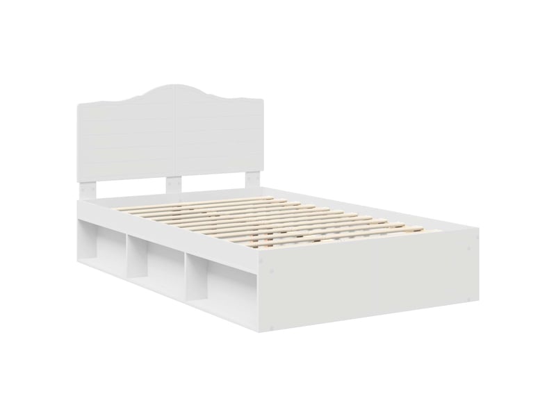 Lit double- lit adulte - cadre de lit avec tête de lit blanc 120 x 190 cm pin massif - Conforama C