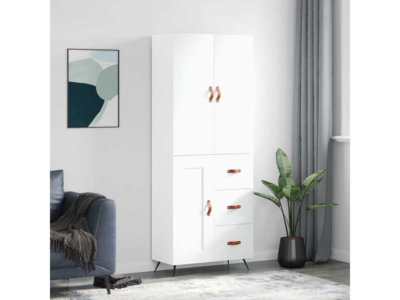 Buffet haut - bahut - meuble de rangement blanc 69,5x34x180 cm bois d'ingénierie  - Conforama B