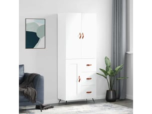 Buffet haut - bahut - meuble de rangement blanc 69,5x34x180 cm bois d'ingénierie