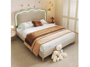 Lit 2 places 140x200 cm coloris beige