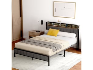 Lit simple 140x200 cm <strong>TCQPZ</strong>  <strong></strong> coloris noir