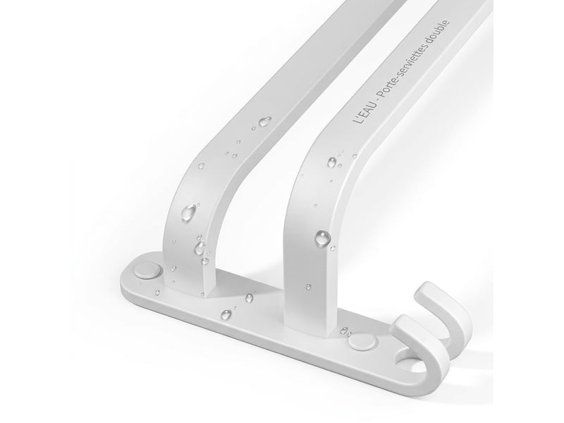 Porte-serviettes mural 3 barres 50 cm sans perçage avec crochets – blanc - Conforama B