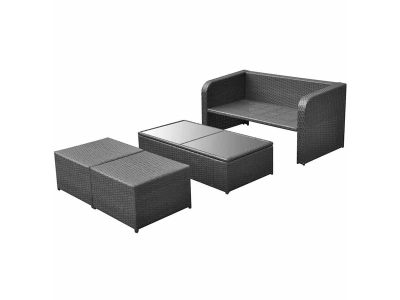  Ensemble de mobilier d'extérieur, salon de jardin 4 pcs avec coussins résine tressée noir shl9205  - Conforama C