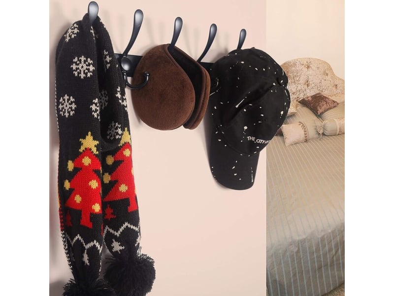  Noir, 2 pièces) porte-manteau mural - 5 crochets triples, robustes et durables, en acier inoxydable, rails à en métal pour porte-manteaux QWE000790 - Conforama E