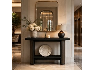 Console étroite 140x30x80 cm noire avec étagère ouverte