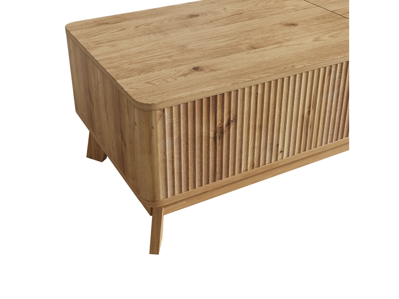  Table basse relevable moderne, design ondulé, compartiment latéral ouvert, mdf, rangement pratique  - Conforama E