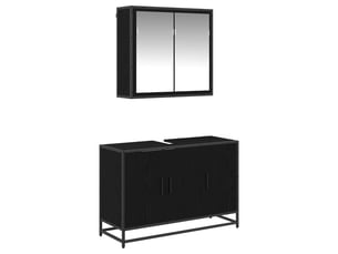 Ensemble de mobilier de salle de bain 2 pc chêne noir cf64098