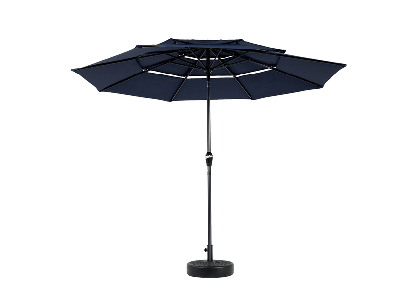  Parasol rectangulaire 4,5 m double face à manivelle - grand format bleu marine sans socle  - Conforama A