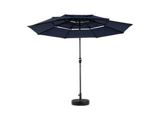 Parasol rectangulaire 4,5 m double face à manivelle - grand format bleu marine sans socle