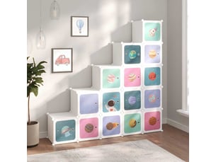 Armoire de rangement pour enfants avec 15 cubes blanc pp