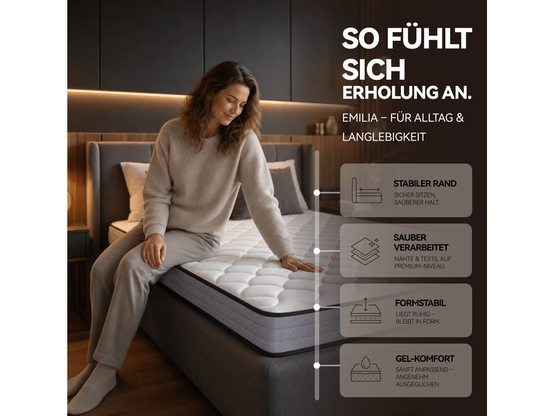  Matelas à ressorts ensachés 160x200 cm – blanc et gris – 7 zones, soutien ferme h3, 20 cm d’épaisseur  - Conforama E