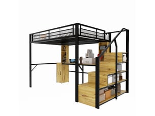 Lit mezzanine 140x200 cm <strong>HAUSS SPOLE</strong>  <strong></strong> coloris noir