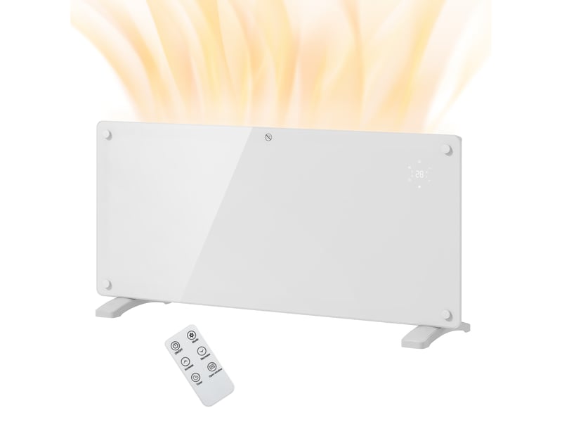  Chauffage à convection 2000 w avec température réglable, télécommande et minuterie, 87 x 21,5 x 44,5 cm, blanc  - Conforama B