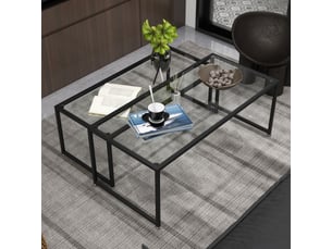 Table basse rectangulaire coloris transparent LPOSPI  - 56 cmx109 cm