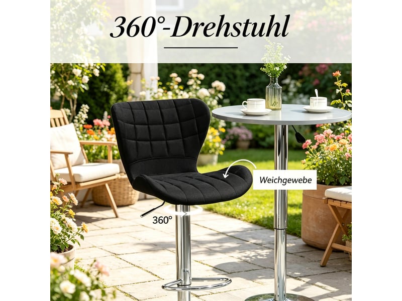  Lot de 2 tabourets de bar réglables et pivotants en lin noir T5828P528876 - Conforama D
