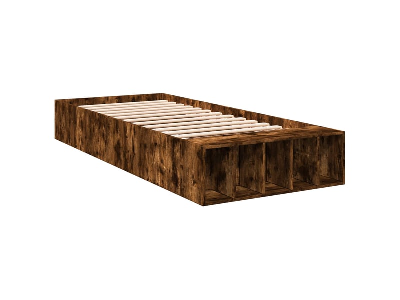  Lit simple- lit adulte -  cadre de lit avec rangement avec étagère chêne fumé 80 x 200 cm  - Conforama B