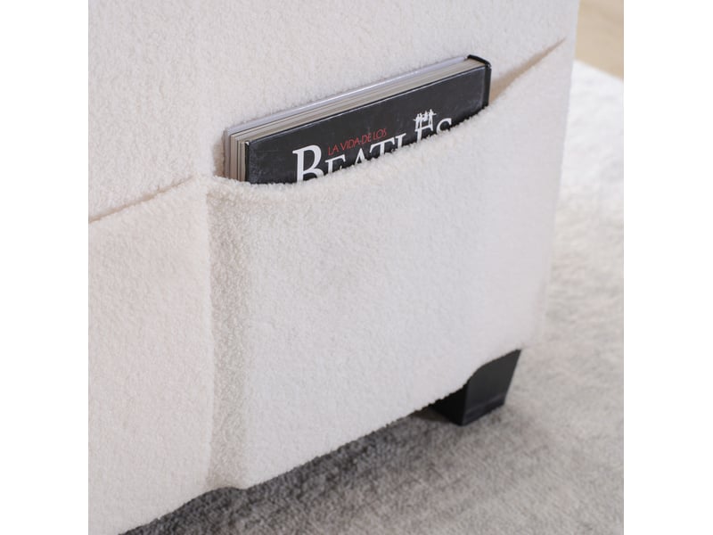  Fauteuil convertible 3 en 1 blanc avec porte-gobelets et port usb, dossier inclinable, couchage d’appoint 1 place  - Conforama E
