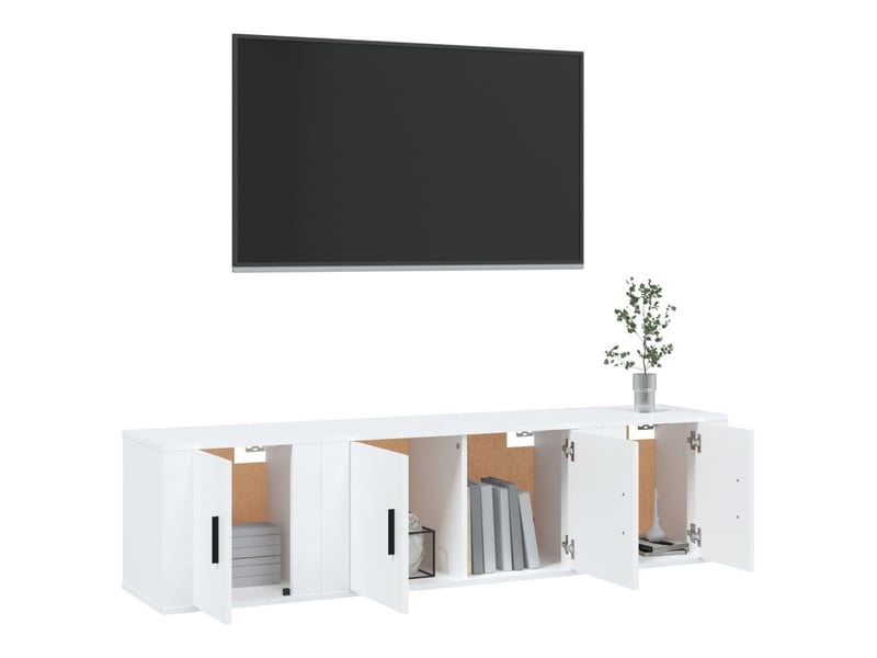  Ensemble de meubles tv - banc tv - meuble de rangement 3 pcs blanc bois d'ingénierie  - Conforama C