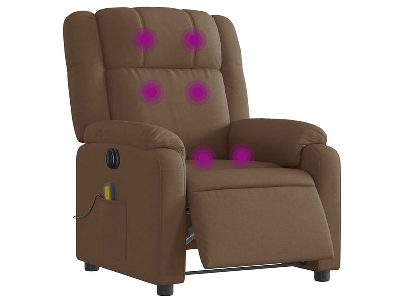  Fauteuil de relaxation fonction d'inclinaison électrique 6 points de massage en tissu marron dec027794  - Conforama C