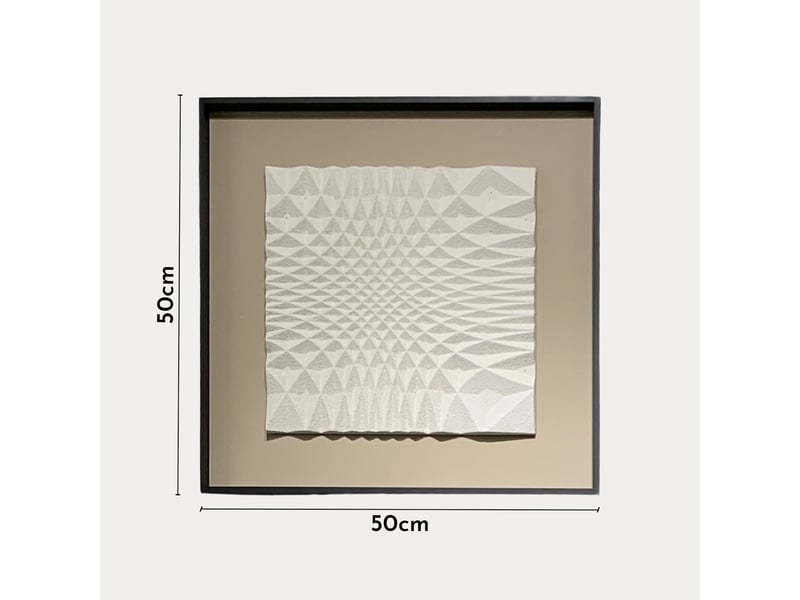  Tableau peinture à l'huile relief carré cadre aluminium noir - 50x50  - Conforama D