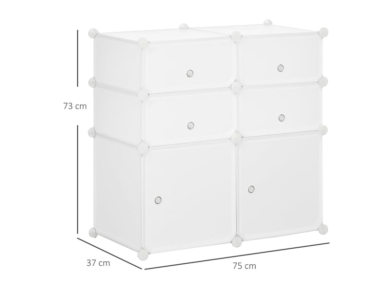  Meuble à chaussures, étagère avec boîtes de rangement, armoire, plastique, acier, blanc, 75 x 37 x 73 cm  - Conforama B