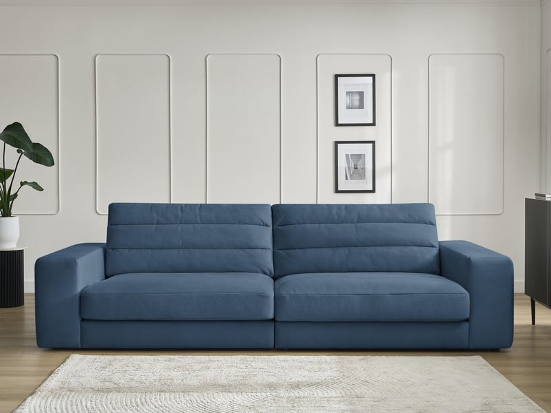  Bobochic canapé droit fixe 3 places sierra velours bleu foncé SIERRA - Conforama D