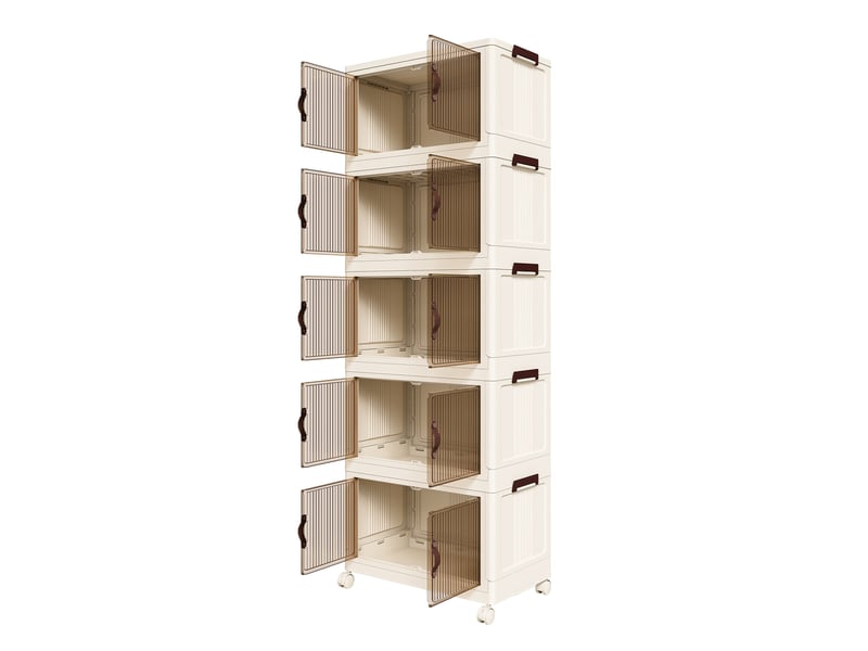  Armoire de rangement pliable,53x30x156 cm,5 niveaux,polypropylène,blanc  - Conforama A