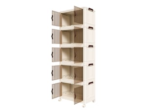 Armoire de rangement pliable,53x30x156 cm,5 niveaux,polypropylène,blanc