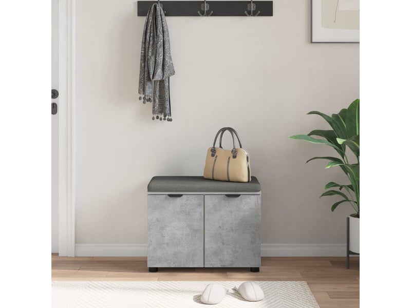  Banc d'entrée, banc interieur avec coussin gris béton 60x38x46 cm shl6983  - Conforama D