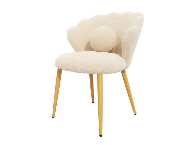  Lot de 2 chaises de salle à manger dossier coquillage 60x62,5x83 cm tissu bouclé beige  - Conforama R