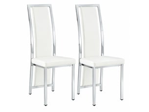 Lot de 2 chaises de salle à manger 44.00×42.70×109.00 cm en métal et pu rembourré blanc et argenté chicfurn