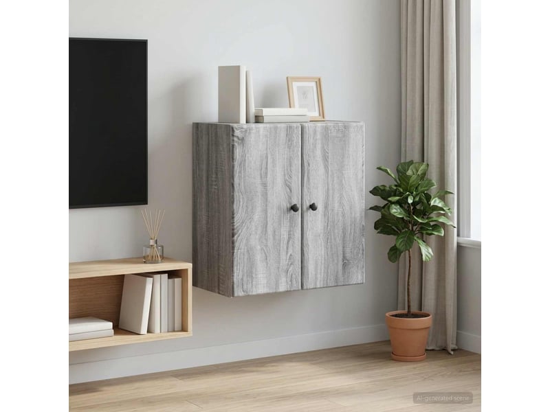 Armoire murale salon, meuble de rangement 59x31x60cm bois d'ingénierie sonoma gris shl9882  - Conforama B