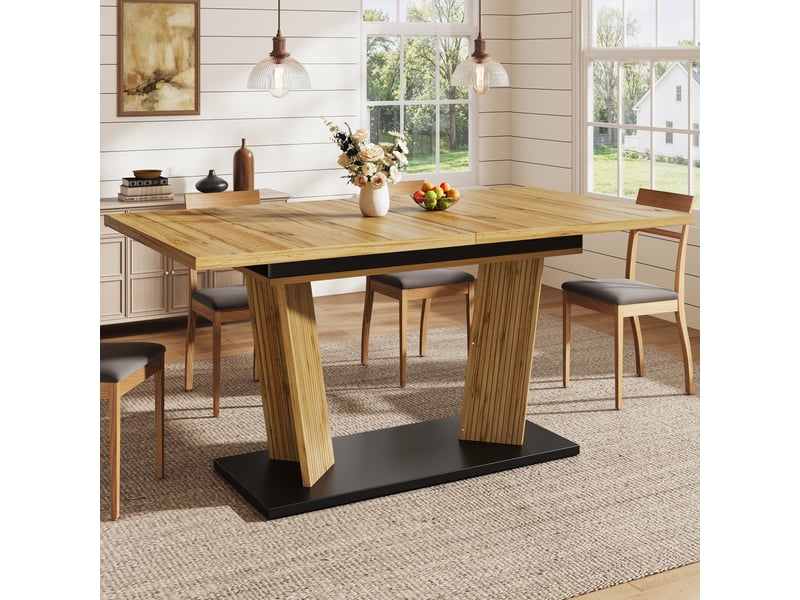 Table à manger, 120 cm, rectangulaire, mdf, naturel, format fonctionnel pour les repas quotidiens, rangement fonctionnel - Conforama B
