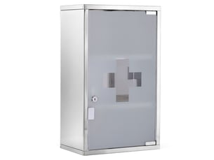 Armoire à pharmacie murale à 3 niveaux en acier inoxydable avec porte verrouillable en verre avec 2 clés