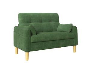 Canapé droit 2 places avec coussins amovibles et poche latérale, en chenille vert, 119 × 78 × 85 cm