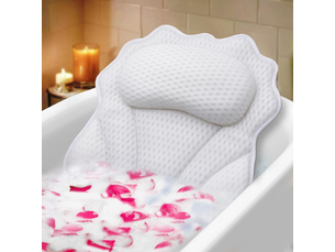 Oreiller de bain ergonomique de luxe avec soutien de la tête, de la nuque, des épaules et du dos, oreiller de bain 4d avec 6 ventouses puissantes