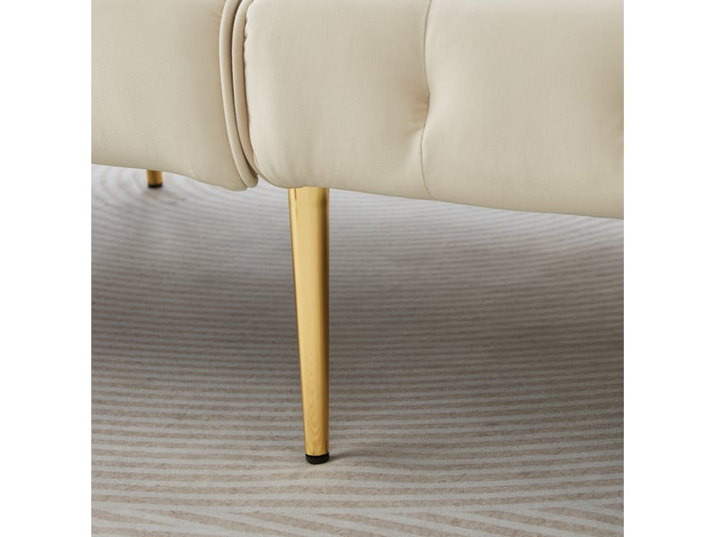 Canapé-lit 2 places convertible en velours beige, dossier et accoudoirs réglables, couchage 215 x 81,5 cm  - Conforama D