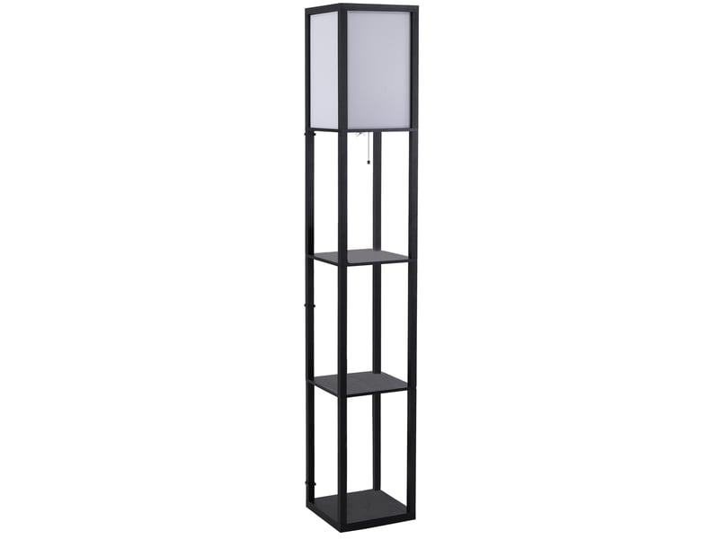  Lampadaire avec rangements 26x26x160 cm e27 sans ampoule mdf noir  - Conforama A