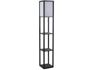 Lampadaire avec rangements 26x26x160 cm e27 sans ampoule mdf noir