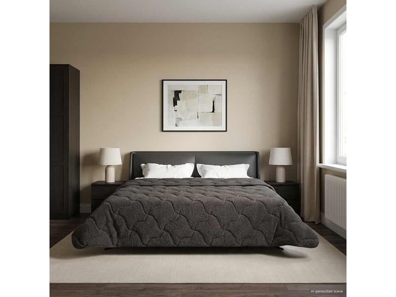  Couette - duvet d'été 240 x 260 cm été anthracite respirant  - Conforama D