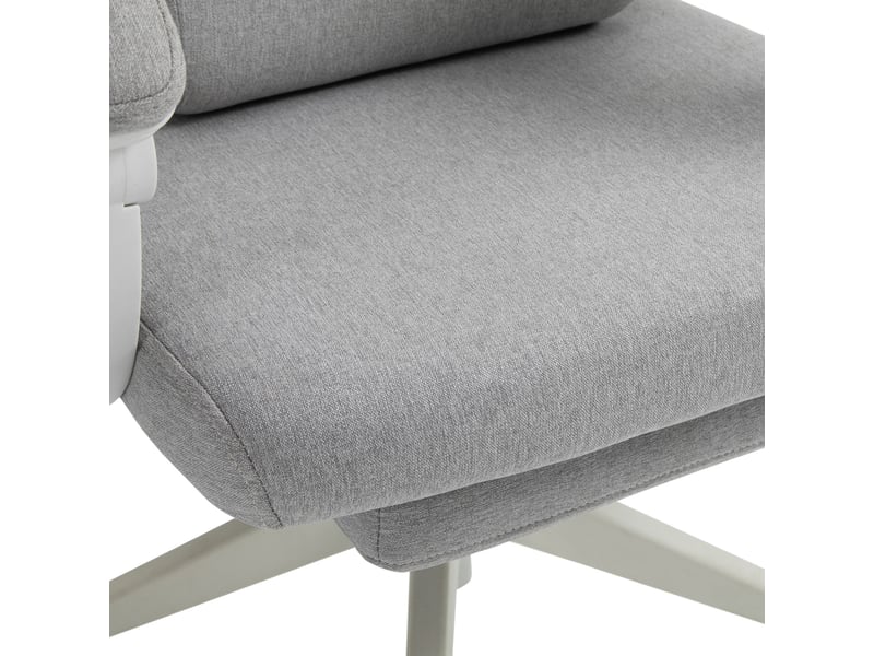  Chaise de bureau ergonomique avec appui-tête et soutien lombaire, réglable en hauteur, avec repose-pieds et dossier haut, grise, 62 x 68 x 117-127 cm  - Conforama C