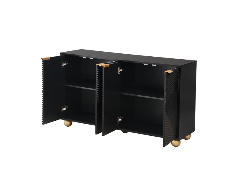  Meuble de cuisine muvano noir 4 portes, buffet en mdf 120 cm  - Conforama A