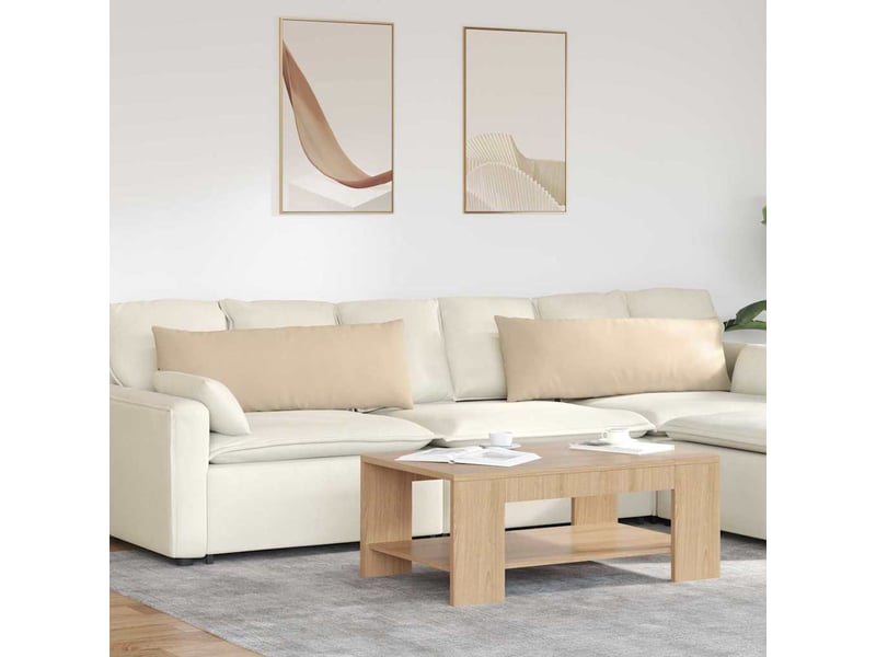 Lot de 2 coussins de canapé, coussins décoratifs tissu crème 120 x 40 cm cf58805 - Conforama B