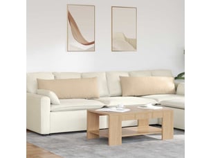 Lot de 2 coussins de canapé, coussins décoratifs tissu crème 120 x 40 cm cf58805