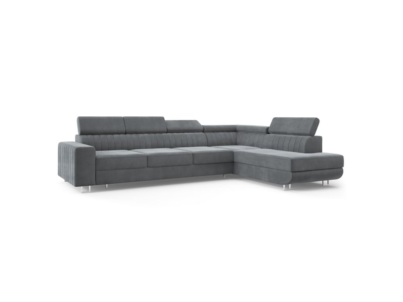  Canapé d'angle hestion, velours gris  - Conforama A