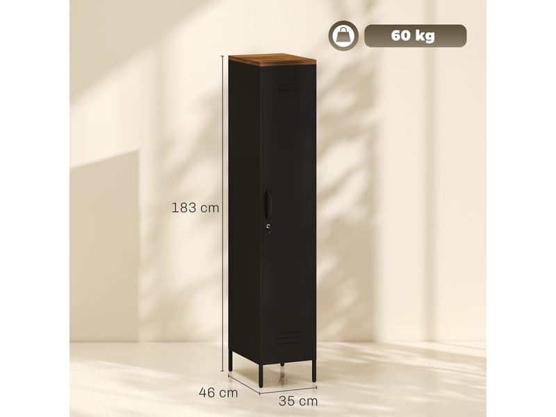  Armoire métallique de style industriel avec étagères réglables, idéale pour la chambre, le garage ou le bureau, noire.  - Conforama E