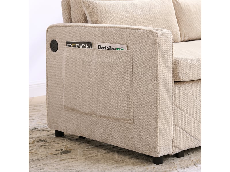 Canapé convertible, canapé-lit, 2 places, beige, 3 en 1, usb, pour salon et séjour, adapté à l'espace de vie - Conforama D